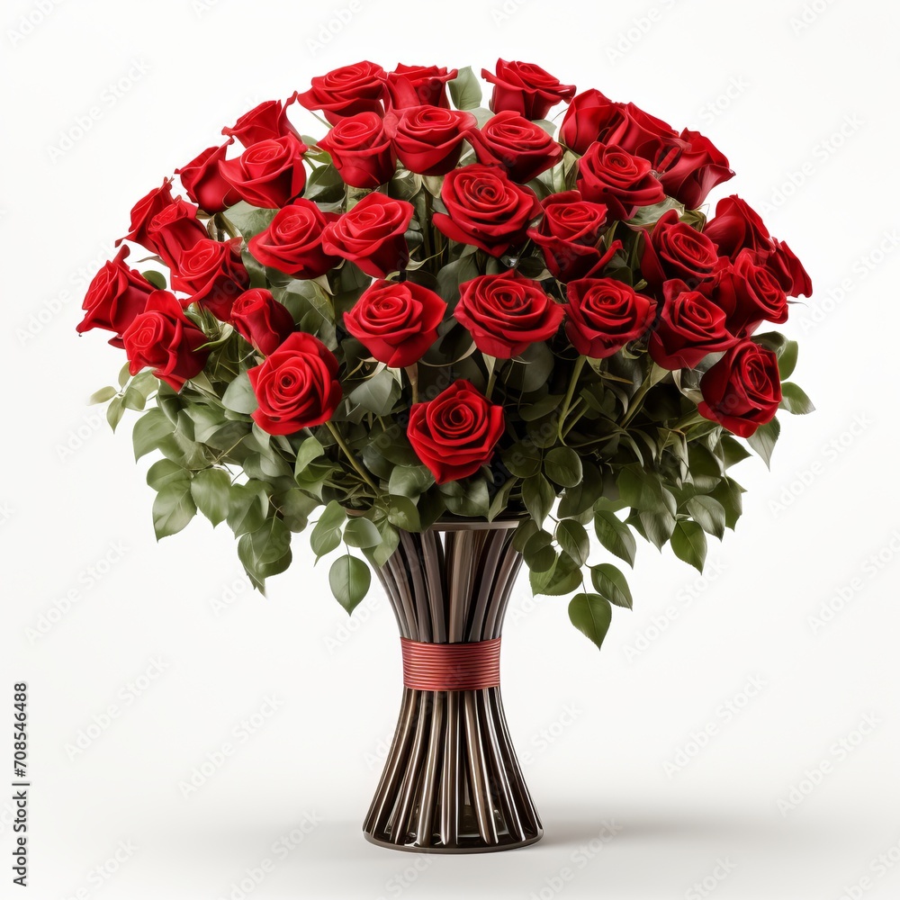 Obraz premium Elegant bouquet of red roses isolated on a white background