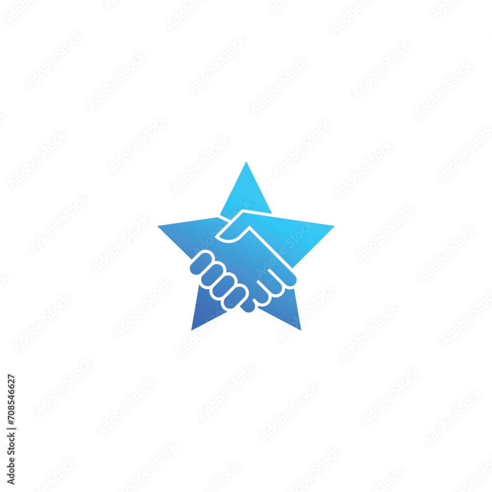 Star partnership, Handshake star. Vector outline icon illustration Star partnership, Handshake star. Vector outline icon illustration