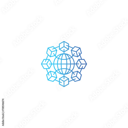 Multiverse, global cryptocurrency. Vector logo icon outline template