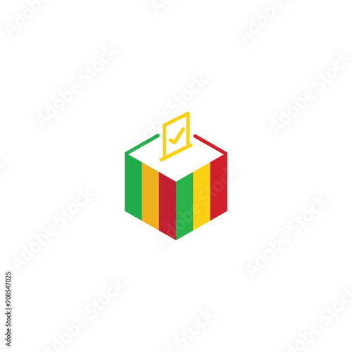Mali election concept, democracy, voting ballot box with flag. Vector icon illustration