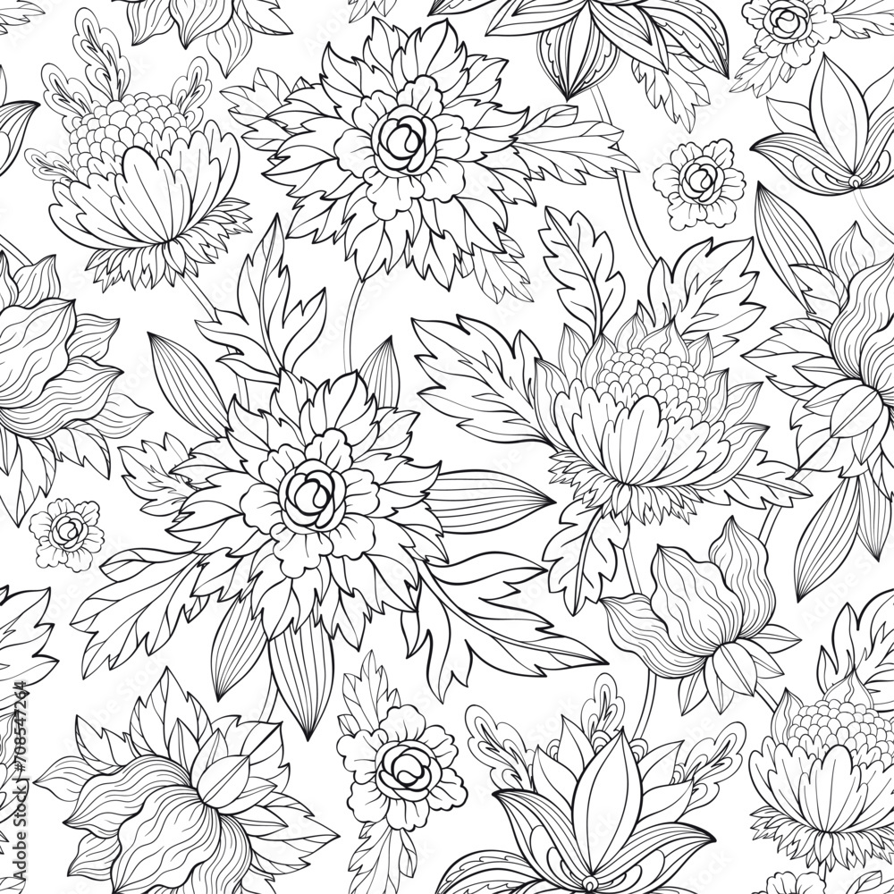 Floral outline vector design Floral outline vector design