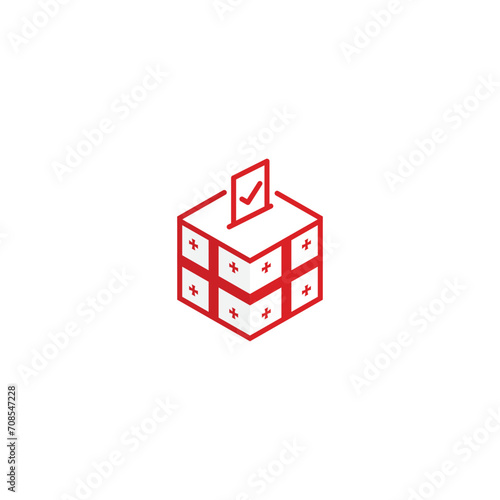 Georgia election concept, democracy, voting ballot box with flag. Vector icon illustration