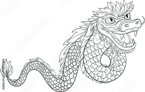 Chinese outline Dragon Zodiac sign