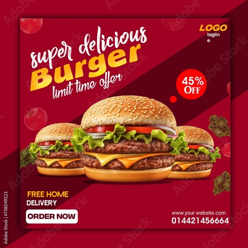 Burger social media post banner template 