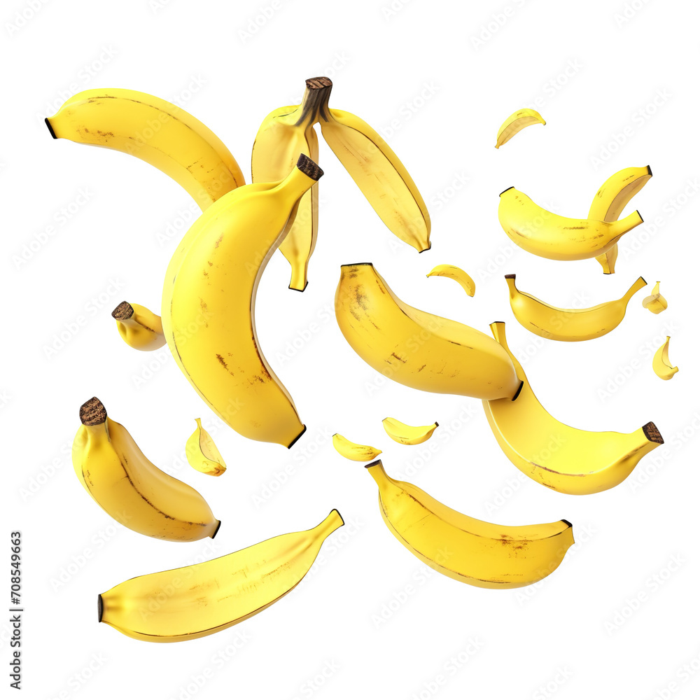 bunch of bananas isolated on transparent background, clipping path, png, 