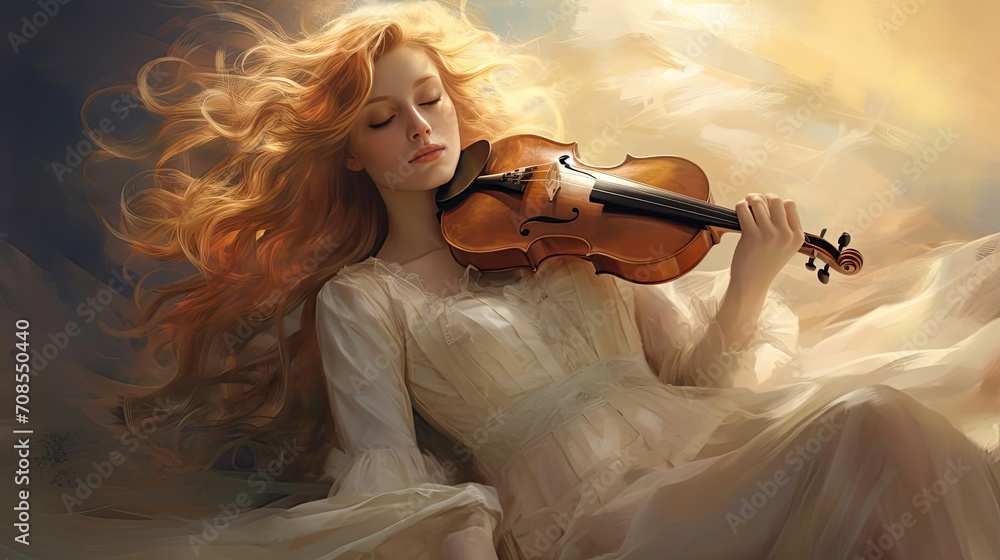 Girl playing classical violin