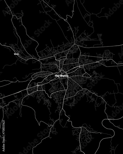 Cluj-Napoca Romania Map, Detailed Dark Map of Cluj Napoca Romania photo