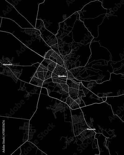 Oradea Romania Map, Detailed Dark Map of Oradea Romania
