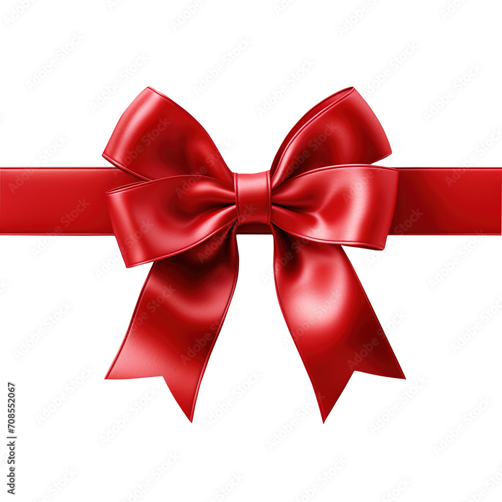 Naklejka premium red ribbon bow isolated on transparent background, clipping path, png, 