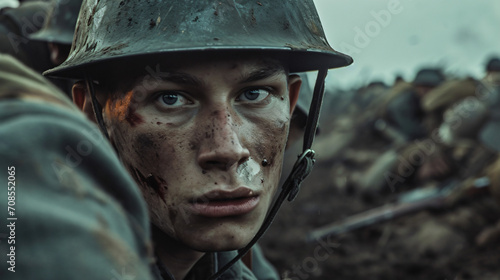 World war I soldiers battling in the mud trenches - cinematic © BeautyStock