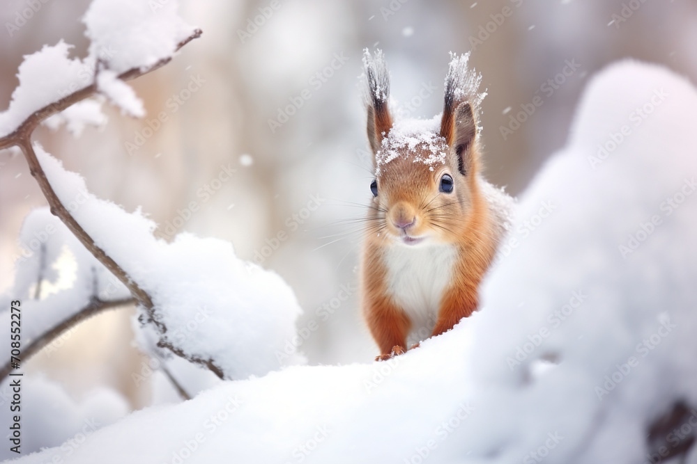 adorable squirrel in the snow adorable squirrel in the snow