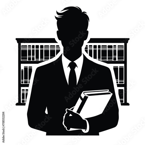 Librarian with Book Silhouette