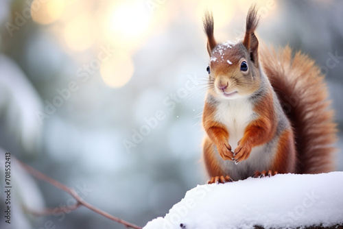 adorable squirrel in the snow © Salawati