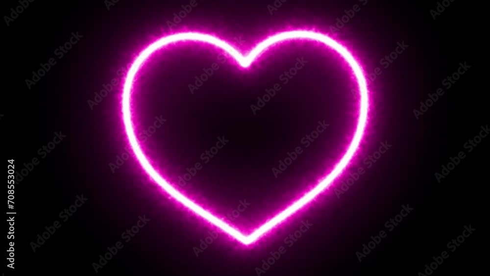 Neon Lights Love Heart and Romantic Abstract Glow Particles. Heart shape animation. Valentine's Day. Neon heart on a black background. Neon Lights Love Heart and Romantic Abstract Glow Particles. Heart shape animation. Valentine's Day. Neon heart on a black background.