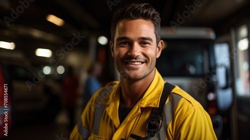 portrait of a firefighter in protective gear