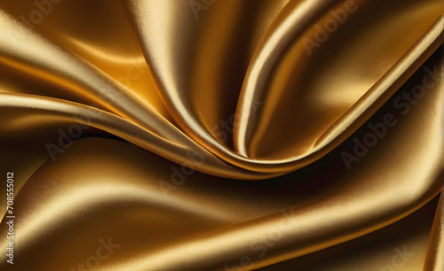 Abstract background luxury cloth or liquid wave or wavy folds of grunge gold silk texture satin velvet material or luxurious background or elegant wallpaper design. Generative AI