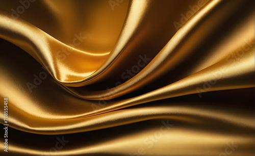 Abstract background luxury cloth or liquid wave or wavy folds of grunge gold silk texture satin velvet material or luxurious background or elegant wallpaper design. Generative AI