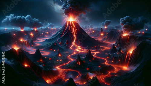 Fiery Eruption in the Enchanted Volcanic Realm