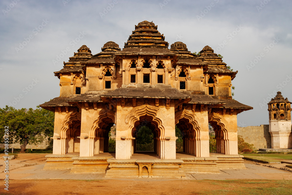 Exterior of the Lotus Mahal palace in Hampi, Karnataka, India, Asia
