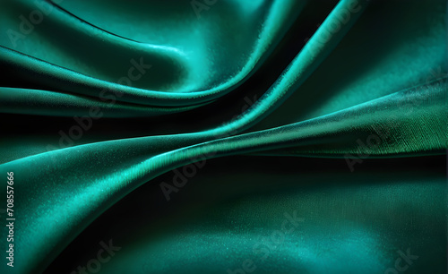Abstract background luxury cloth or liquid wave or wavy folds of grunge green silk texture satin velvet material or luxurious background or elegant wallpaper design. Generative AI
