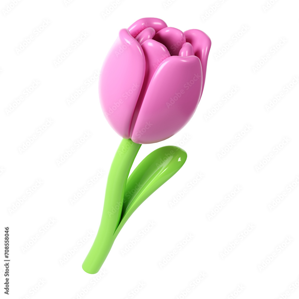 3d lilac Tulip Flower Cartoon Style for Bouquet or Decoration. Love Valentine romantic design Isolated on White Background illustration 3d lilac Tulip Flower Cartoon Style for Bouquet or Decoration. Love Valentine romantic design Isolated on White Background illustration