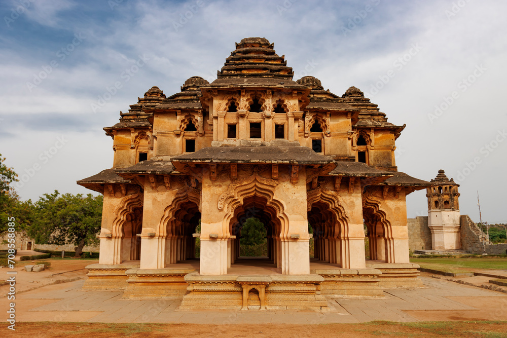 Exterior of the Lotus Mahal palace in Hampi, Karnataka, India, Asia