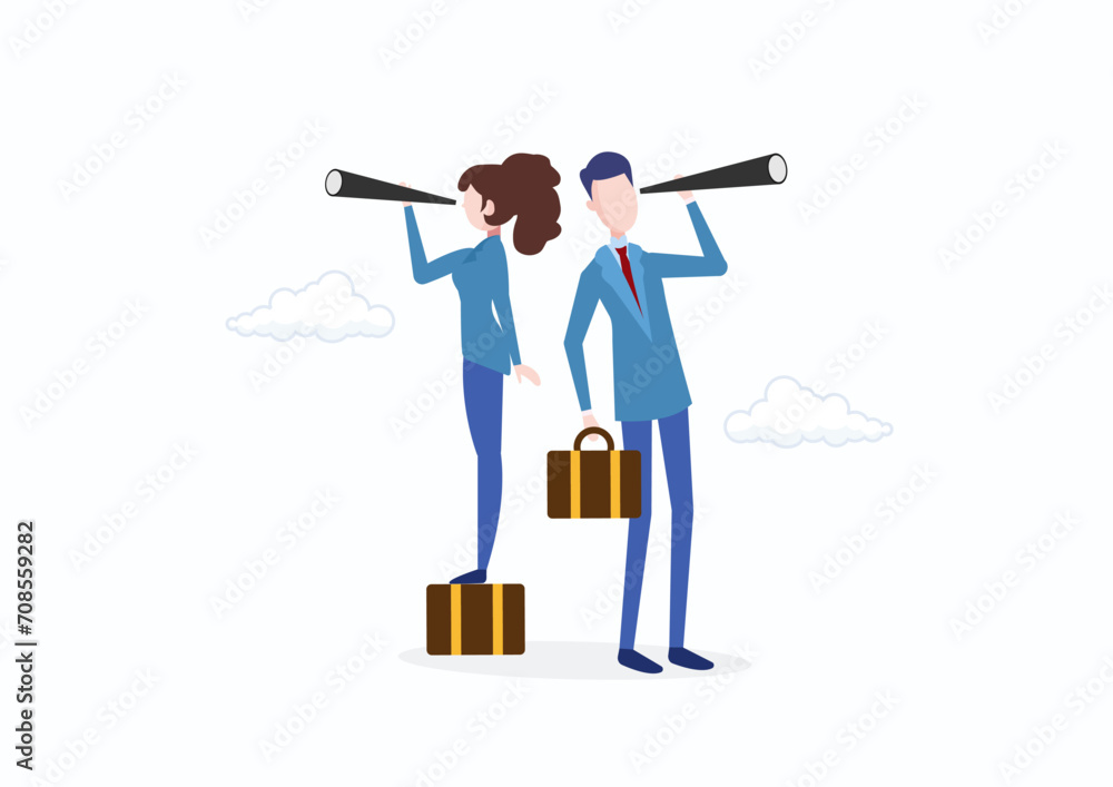 Search opportunity, finding new job, inspection or research, SEO or analyze for optimization, inspect or looking for future, career development concept, business people with binoculars, telescope. Search opportunity, finding new job, inspection or research, SEO or analyze for optimization, inspect or looking for future, career development concept, business people with binoculars, telescope.