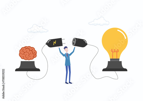 Emotional Intelligence, controlling feelings and emotions with the brain thinking logically, social skills, the concept of self-control or balance, humans connect the brain with the bulb of ideas.