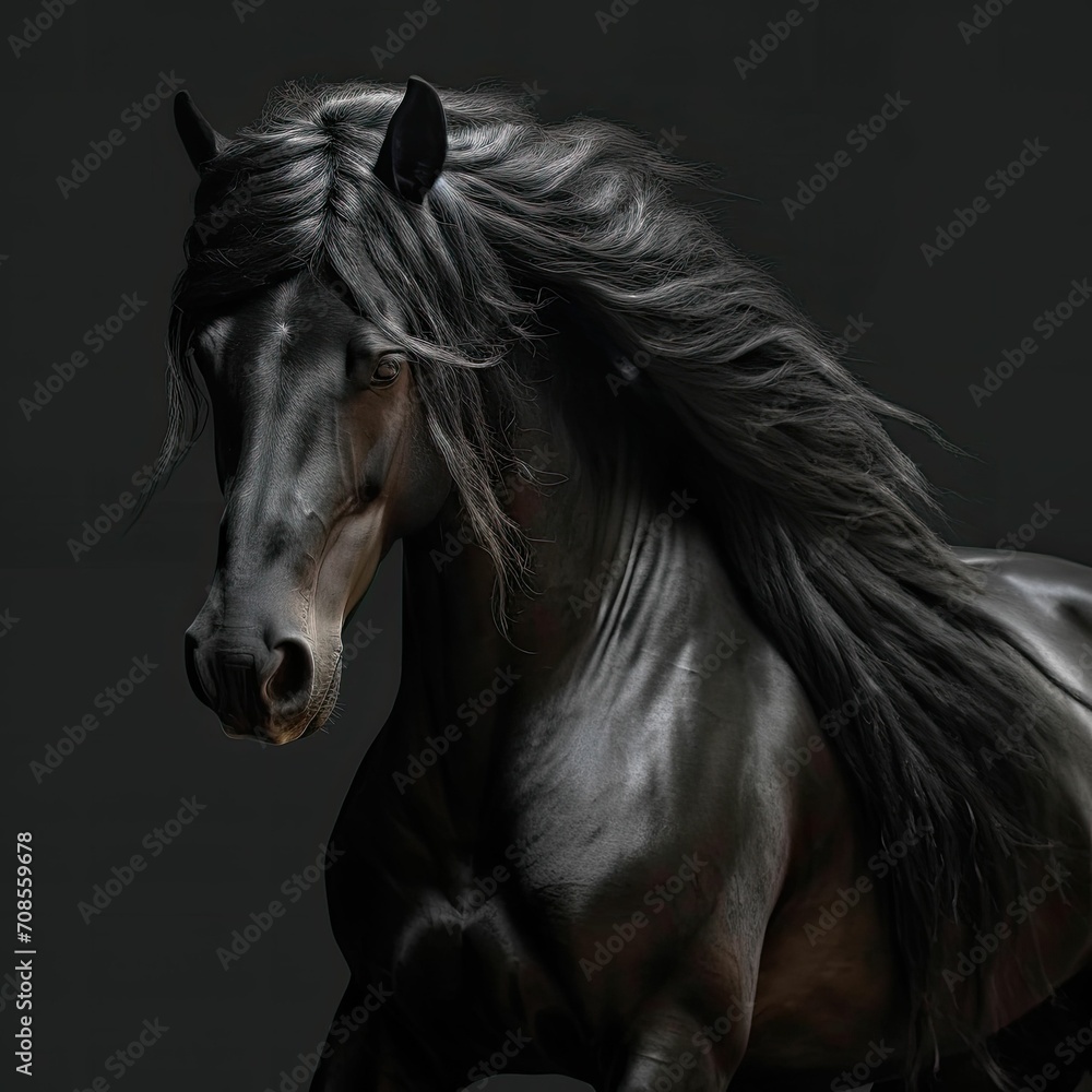 black and white horse on black background black and white horse on black background