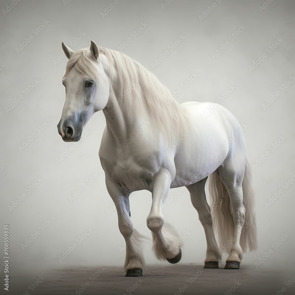 white horse in the snow