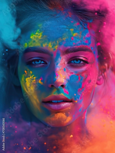 Happy Holi design  realistis   HD  copy Space - generative ai