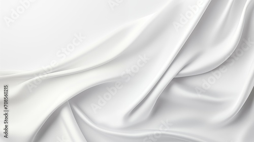 A smooth white satin fabric waving in the wind. 