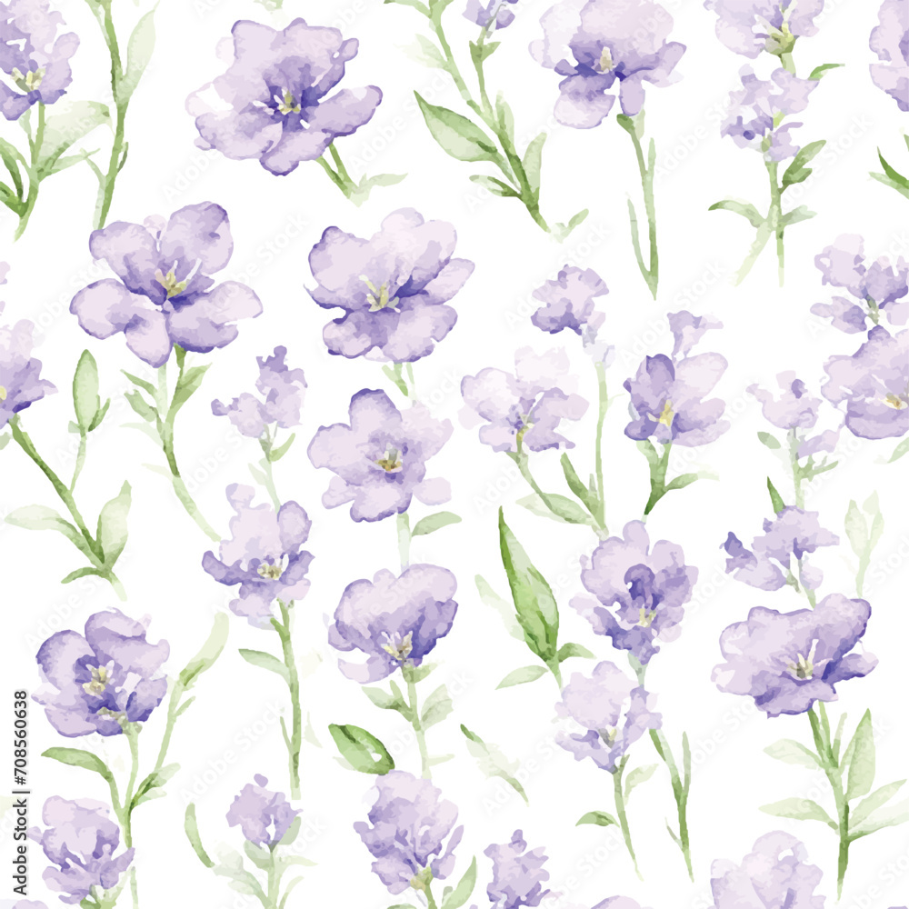 Fototapeta premium Watercolor floral blossom seamless pattern, generative AI