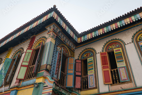 Colorful windows of Tan Teng Niah house in Little India, Singapore photo