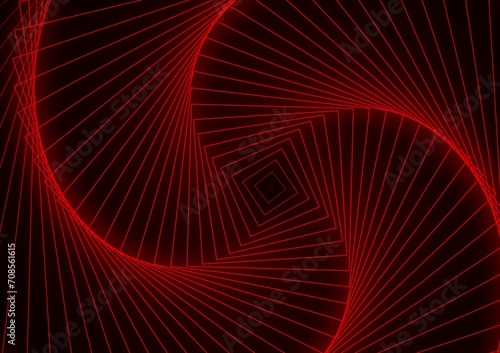 Abstract red geometric lines on a black background.
