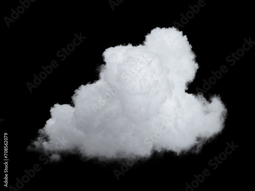 Slika na platnu 3d render, abstract white cloud clip art isolated on black background