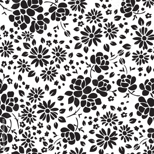 Watercolor floral blossom seamless pattern, 