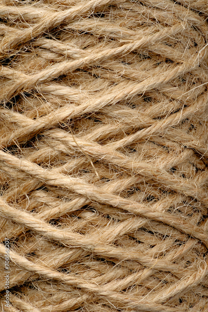 Roll of thin rough natural jute or hemp cord Roll of thin rough natural jute or hemp cord