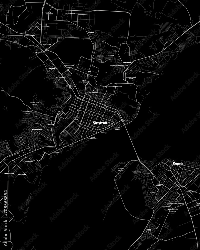 Saratov Russia Map, Detailed Dark Map of Saratov Russia