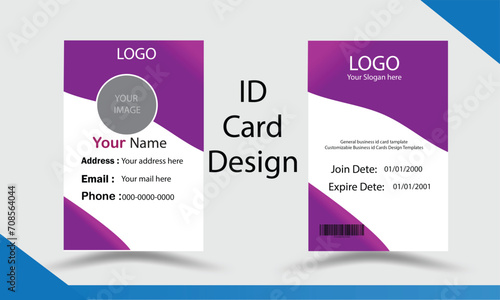 Double-sided creative ID card template. Portrait and landscape orientation. Horizontal and vertical layout. Vector illustration photo