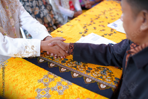 Akad nikah is an Islamic prenuptial agreement. Indonesian marriage (Islamic marriage) photo