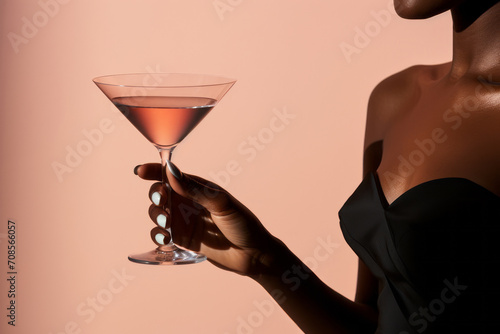 Wallpaper Mural Martini glass in woman's hand next to pastel background Torontodigital.ca
