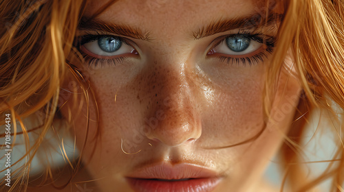 Hyper-Realistic Portrait - Ginger Beauty with Violet Eyes 