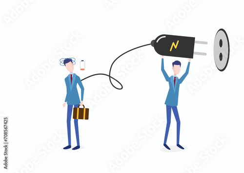 Recharge energy for tired office workers. Flat modern vector illustration
