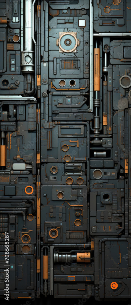 Fototapeta premium cyberpunk metal architecture wall building futuristic panels