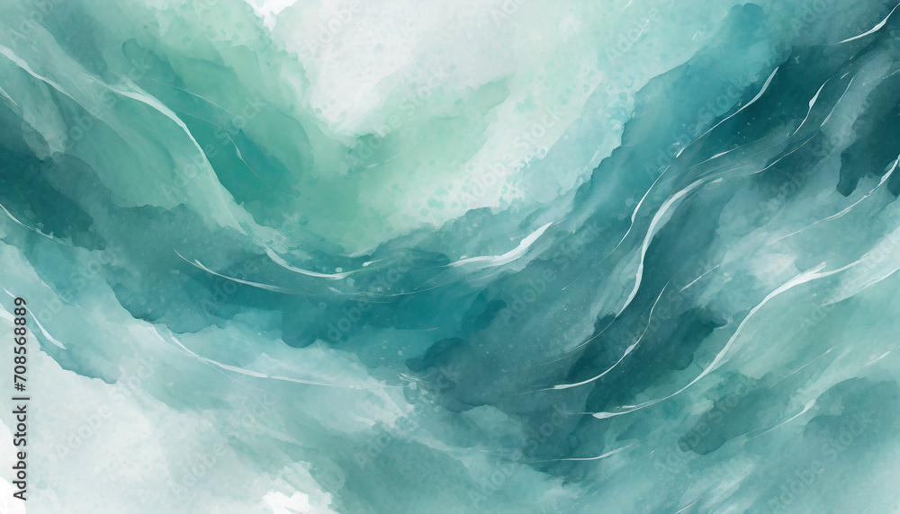 Obraz premium Abstract watercolor paint background by teal color blue and green