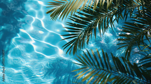 Tropical Serenity - Palm Leaves Over Shimmering Pool Waters