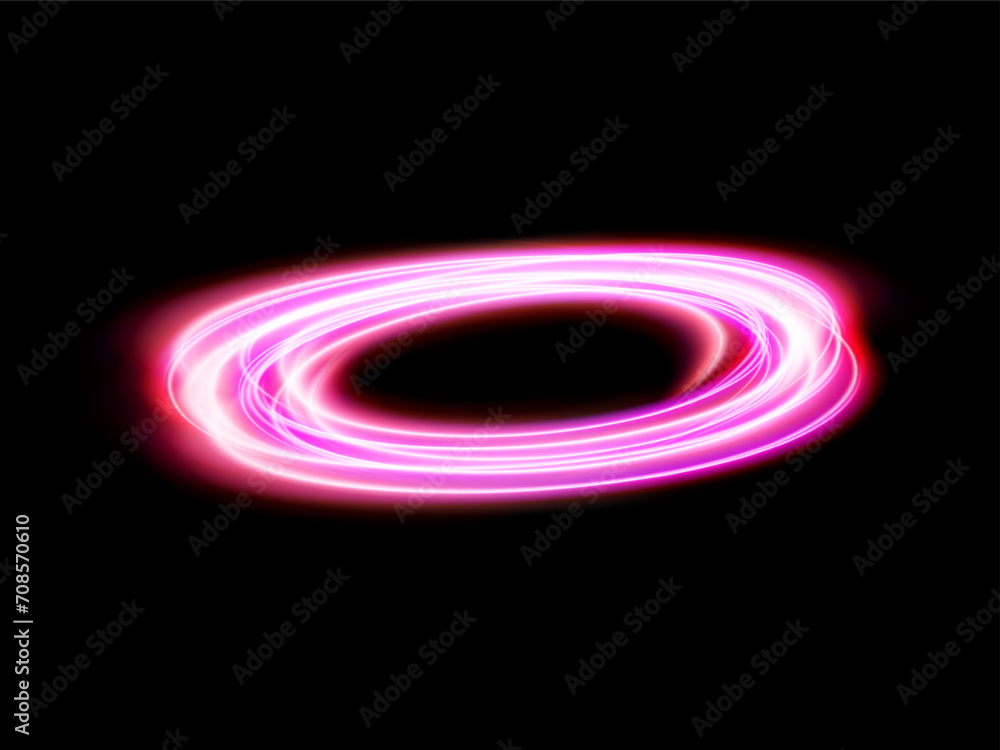 Abstract pink light circle lines effect on black background Abstract pink light circle lines effect on black background