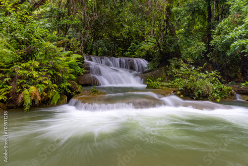 Huai Mae Khamin Waterfall level 2, Khuean Srinagarindra National Park, Kanchanaburi, Thailand, long exposure