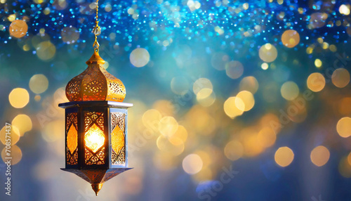 Islamic Muslim holiday background with Eid lantern or lamp